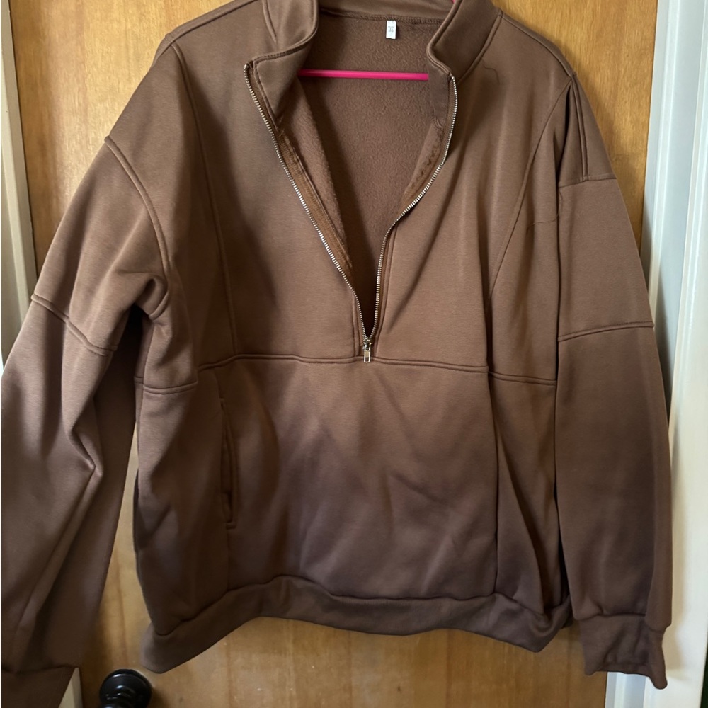 Women’s Brown Half-Zip Sweater